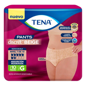 Pañal Tena Discret Grande Con 10 Piezas
