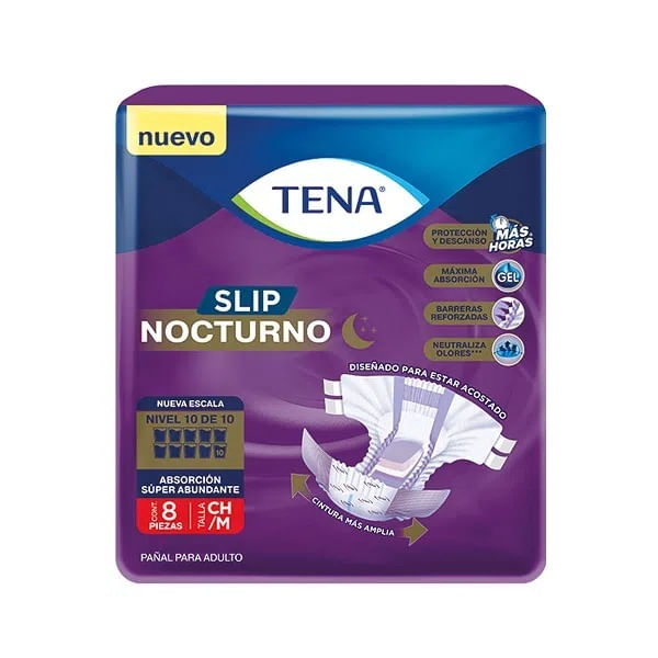 Pañal Tena Slip Nocturno Ch / Med 8 Pzs