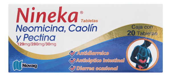 Neomicina Caolin Pectina Nineka 129 / 280 / 30 Mg Con 20 Tabletas