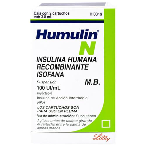 Humulin N Cart 100 U.I. Con 2