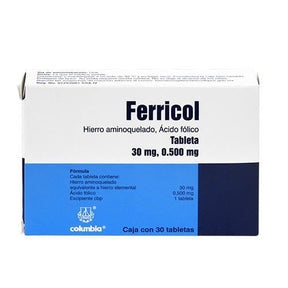 Ferricol 30 Mg / 500 Mcg Con 30 Tabletas