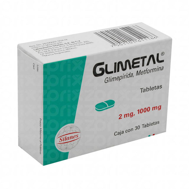 Glimetal 1000 / 2 Mg Con 30 Tabletas