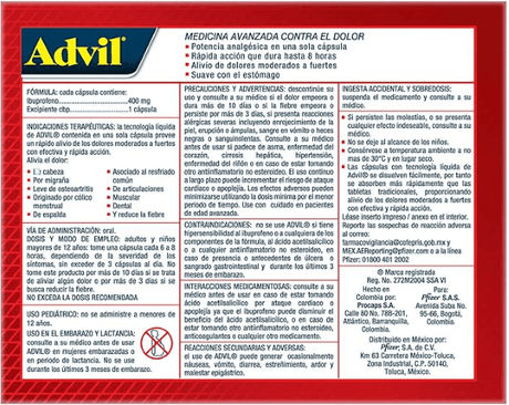 Advil 400 Mg Con 10 Tabletas Rojo