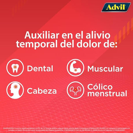 Advil 400 Mg Con 20 Tabletas Rojo