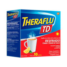 Theraflu Rojo Sabor Limon 650 / 10 Mg 10 Sob