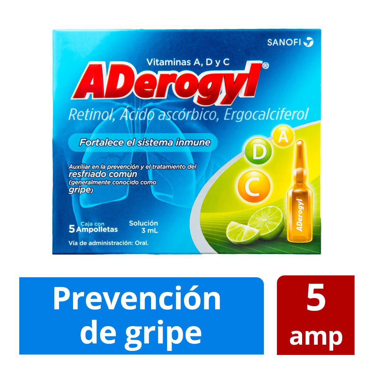 Aderogyl 15 Oral 3 Ml Ampulas Con 5