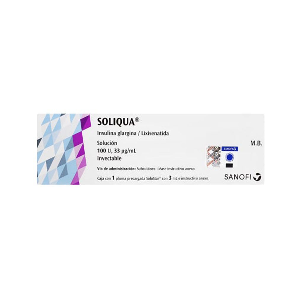 Soliquia 100U Inyectable 33Mcg / 3 Ml Con 1