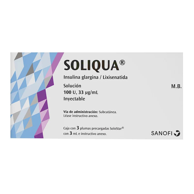 Soliquia 100U Inyectable 33Mcg / 3 Ml Con 3