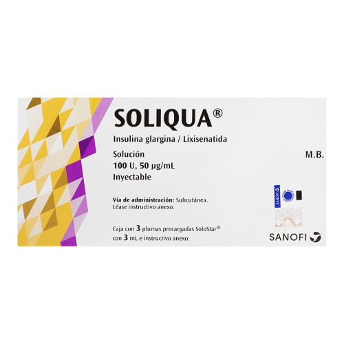 Soliquia 100U Inyectable 50Mcg / 3 Ml Con 3