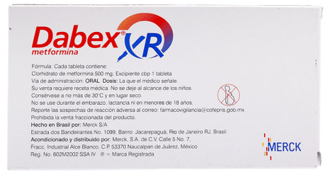 Dabex Xr 500 Mg Con 60 Tabletas