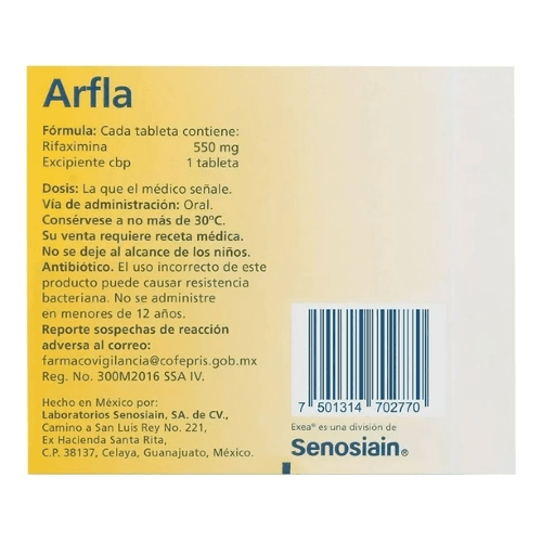 Arfla 550 Mg Con 15 Tabletas