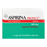 Aspirina Protect 100 Mg 6 Cajas Con 28 Tabletas