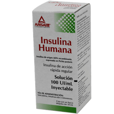 Insulina Humana Solución Inyectable 100 Ui / Ml Frasco 10 Ml