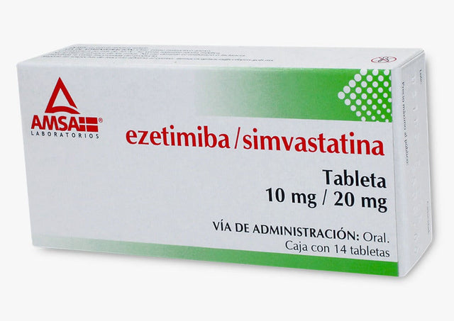 Ezetimiba / Simvastatina 10 Mg / 20 Mg Con 14 Tabletas Amsa Generico