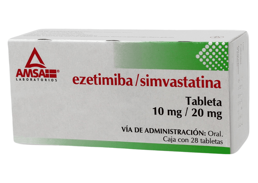 Ezetimiba / Simvastatina 10 Mg / 20 Mg Con 28 Tabletas Amsa Generico