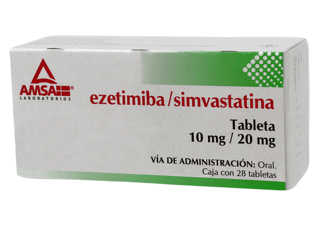 Ezetimiba / Simvastatina 10 Mg / 20 Mg Con 28 Tabletas Amsa Generico