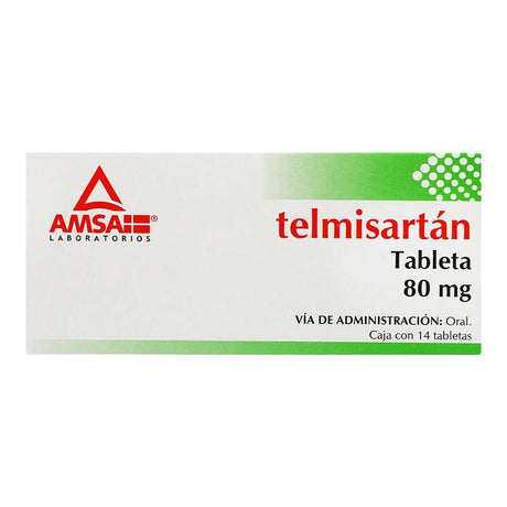 Telmisartan 80 Mg Con 14 Tabletas Amsa Generico