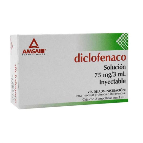 Diclofenaco Inyectable 75 Mg Con 2 Ampulas Amsa Generico