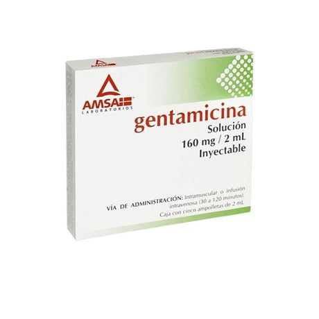 Gentamicina 160 Mg / 2 Ml 5 Ampulas Amsa Generico