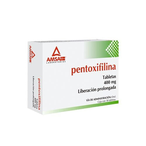 Pentoxifilina 400 Mg Con 30 Tabletas Amsa Generico