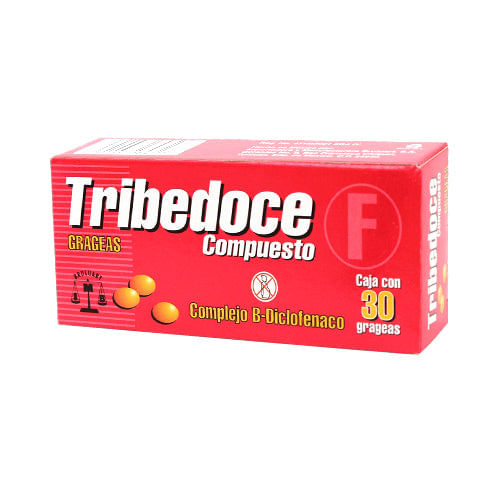 Complejo B-Diclofenaco Tribedoce Compuesto 50 / 50 / 50 Mg Con 30 Grageas (Rosa)
