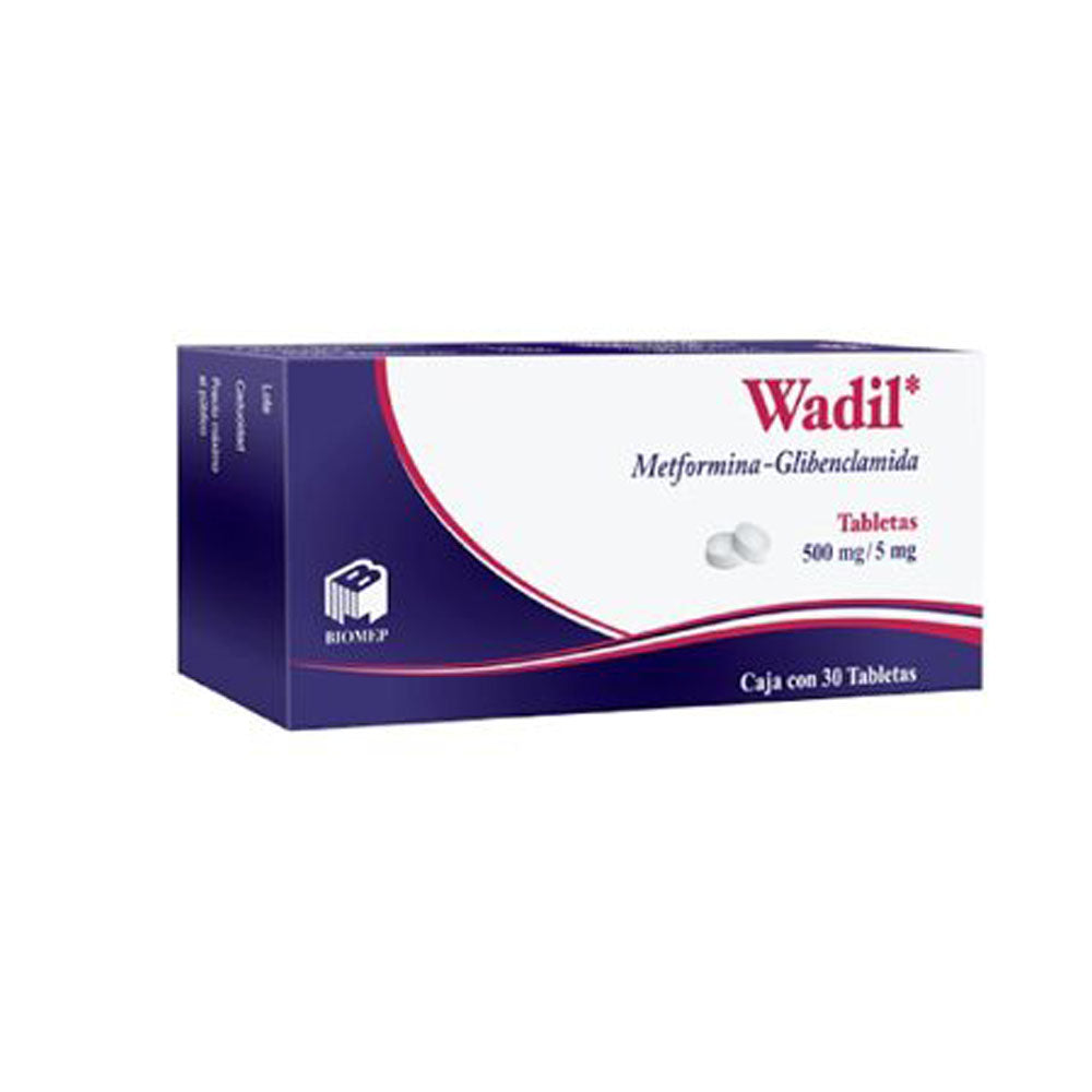 Metformina Glibenclamida Wadil 500 / 5 Mg Con 30 Tabletas