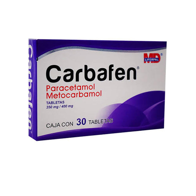 Metocarbamol / Paracetamol Carbafen 350 / 400 Mg Con 30 Tabletas