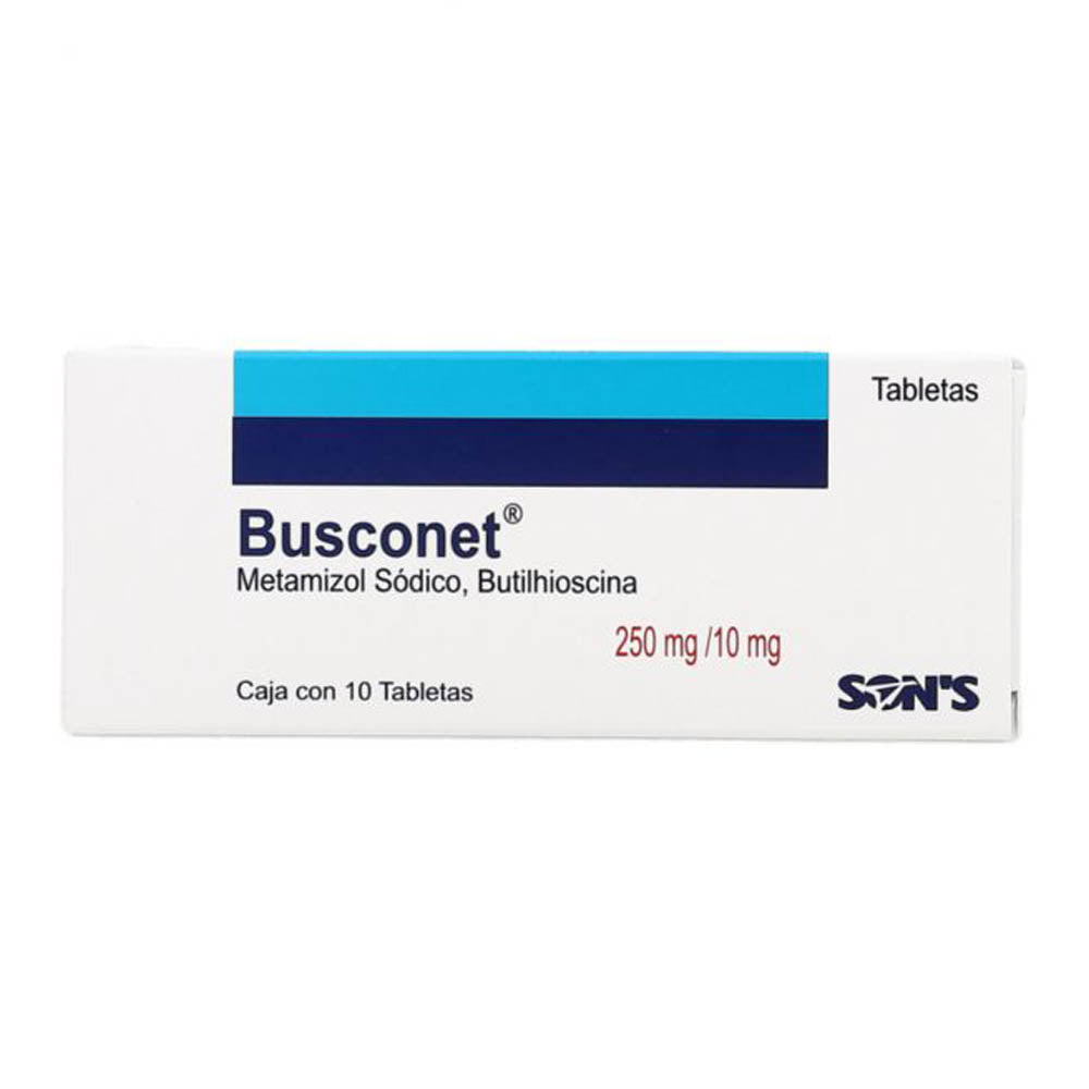 Metamizol Sodico Butilhioscina Busconet 250 / 10 Mg Con 10 Tabletas