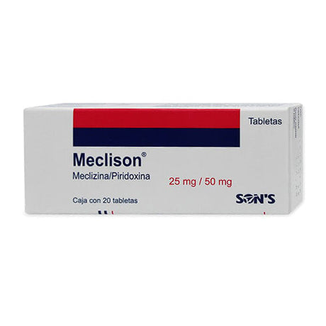 Meclizina Piridoxina Meclison 25 / 50 Mg Con 20 Tabletas