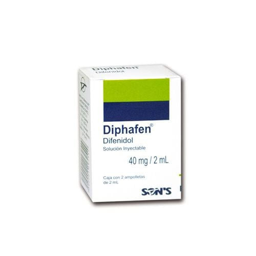 Difenidol Diphafen Solución Inyectable 40 Mg / 2 Ml Con 2 Ampulas