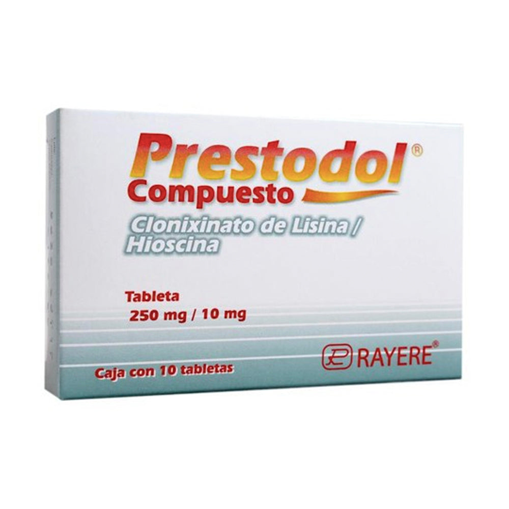 Clonixinato De Lisina Butilhioscina Prestodol Compuesto 250 / 10 Mg Con 10 Tabletas