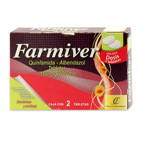 Quinfamida Albendazol Farmiver 150 / 200 Mg Caja Con 2 Tab.
