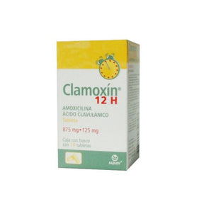 Amoxicilina Ac Clav Clamoxin 12H 875 / 125 Mg Con 10 Tabletas