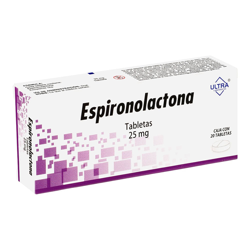 Espironolactona 25 Mg Con 20 Tabletas Ultra Generico