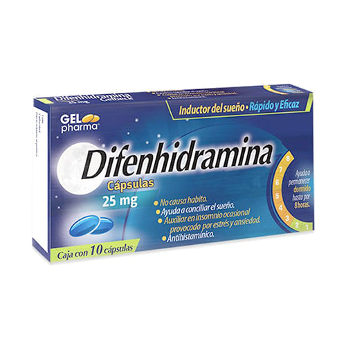 Difenhidramina 25 Mg / Con 10 Capsulas Gel Pharma