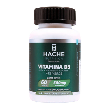 Vitamina D3 5,000 + Zinc + Vit C + Té Verde Fco 60 Cap Hache Nutrition 7502293761420