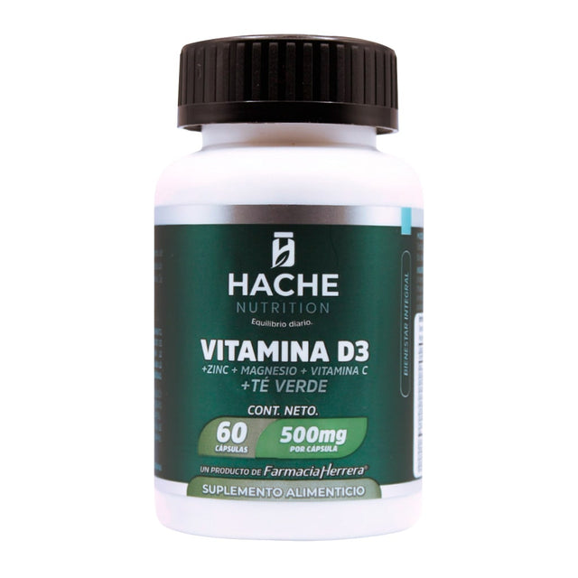 Vitamina D3 5,000 + Zinc + Vit C + Té Verde Fco 60 Cap Hache Nutrition 7502293761420