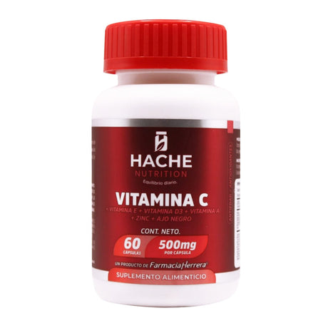 Vitamina C 300 Mg + Vit A + Vit D3 + Vit E + Zinc + Ajo Negro Fco 60 Cap Hache Nutrition 7502293761437