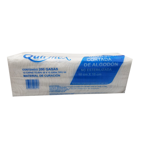 Gasa Seca 12 Capas 200 Gasas 10Cmx10Cm