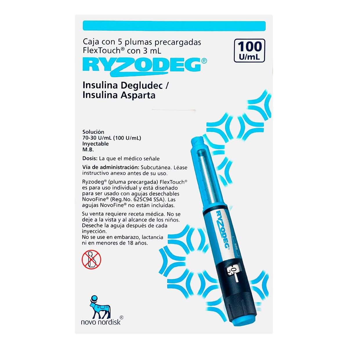 Ryzodeg Solución 70 / 30U / Ml Pluma 5X3 Ml