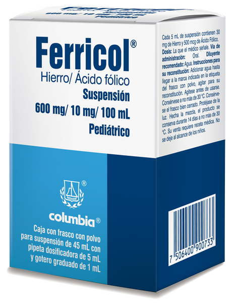 Ferricol Ped 600 / 10 Mg Suspension 45 Ml Polvo