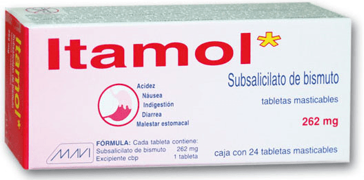 Subsalicilato De Bismuto Itamol 262 Mg Con 24 Tabletas Masticables