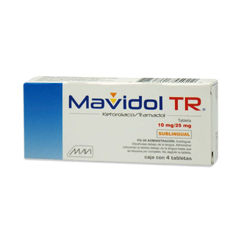 Ketorolaco Tramadol Mavidol Tr Sublin 10 / 25 Mg Con 4 Tabletas