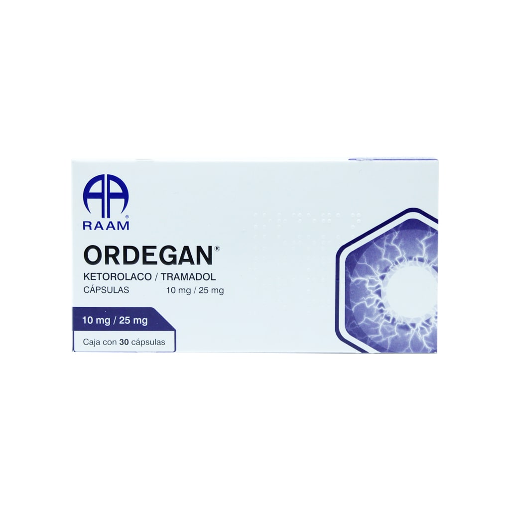 Ketorolaco Tramadol Ordegan 10 / 25 Mg Con 30 Capsulas 7502227874219
