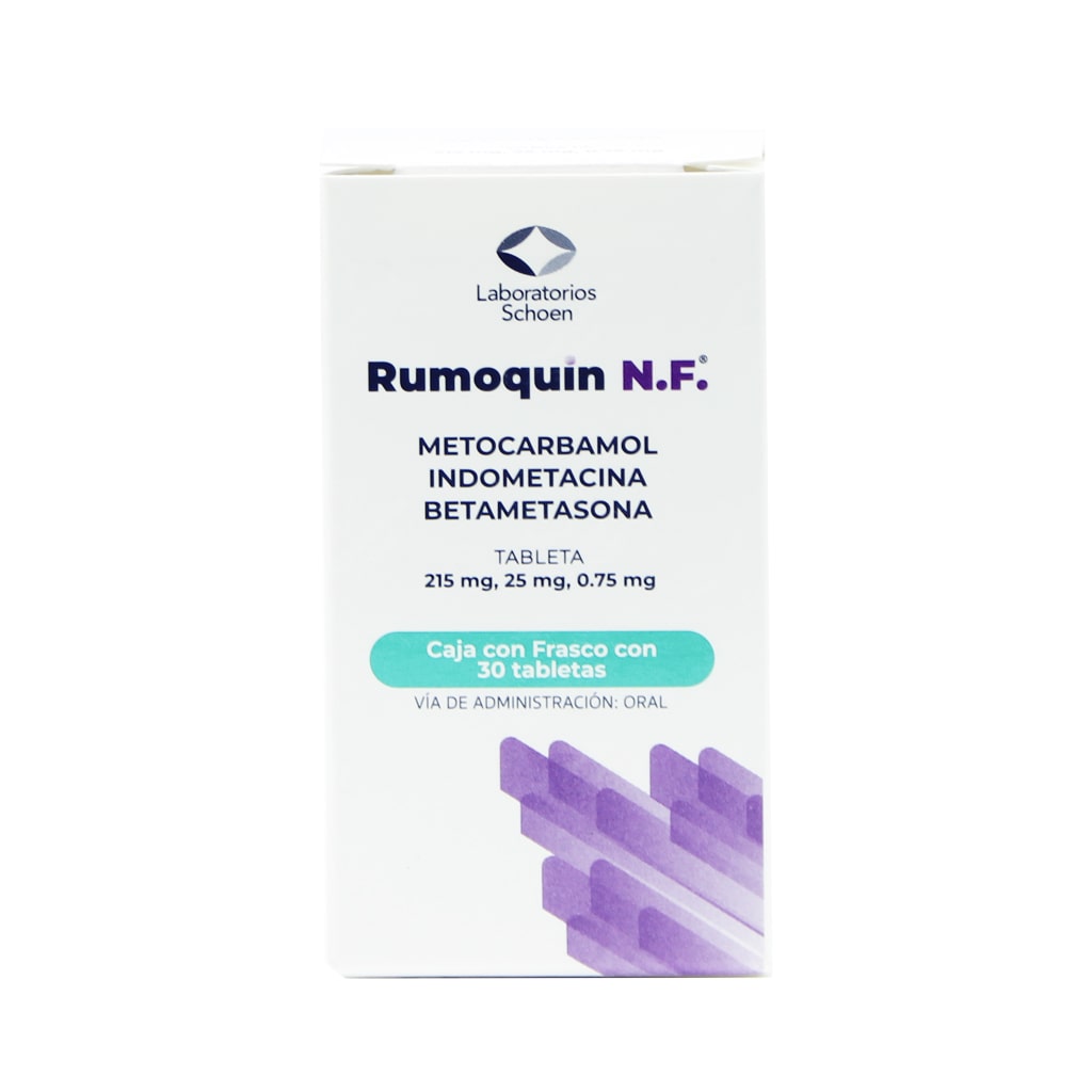 Metocarbamol Indometacina Betametasona Rumoquin Nf 215 / 25 / 0.75 Mg Con 30 Tabletas 821998000502