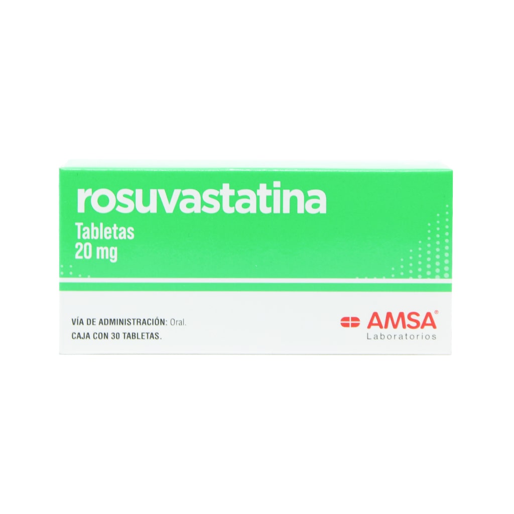 Rosuvastatina 20 Mg Con 30 Tabletas Amsa Generico 7501349024090