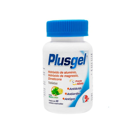 Aluminio Magnesio Dimeticona Plusgel Menta 200 / 200 / 20 Mg Con 50 Tabletas Mast 780083140588