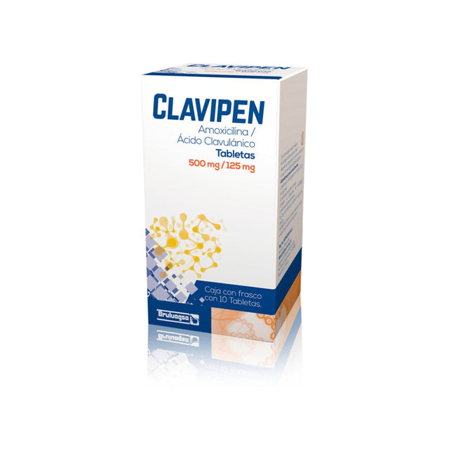 Amoxicilina Ac Clavulanico 500 / 125 Mg Con 10 Tabletas Clavipen 7502208892195