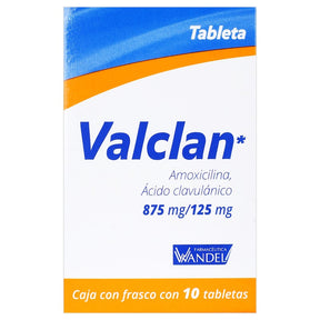 Amoxicilina Acido Clavulanico Valclan 875Mg 10 Tabletas 7503001007250