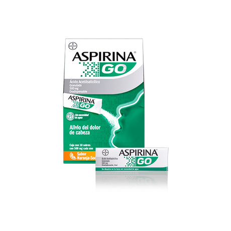 Aspirina Go 10 Sobres 500 Mg Con U Bayer 7501008499245